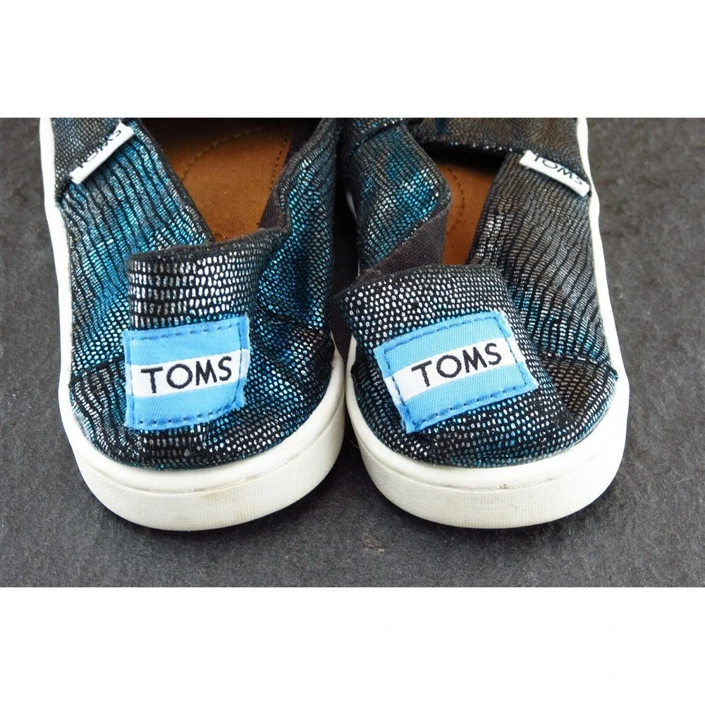 Toms Youth Girls Shoes Size 2.5 M Black Flat Fabric‎